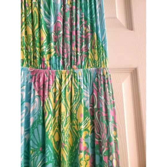 Lilly Pulitzer Womens Multicolor Sleeveless Maxi Dress S Elastic Waist Tropical - Picture 6 of 6